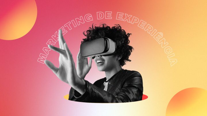 Ilustração de uma pessoa usando um óculos de realidade virtual em referência ao artigo sobre marketing de experiência